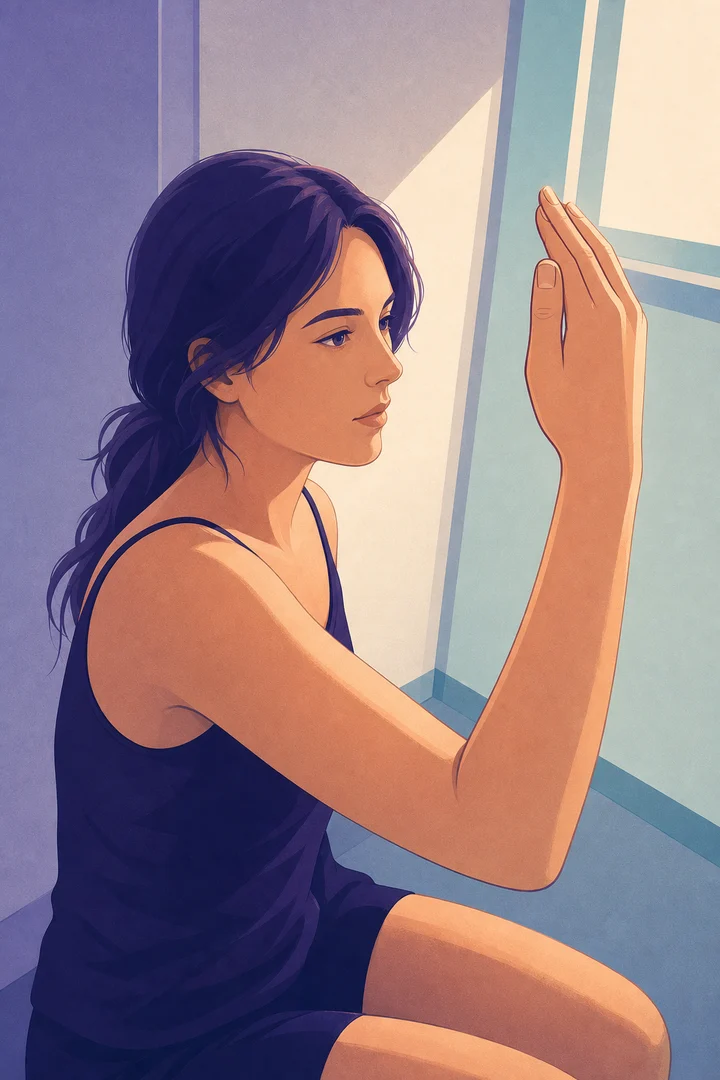 Main aimantée vers le visage — illustration instructive