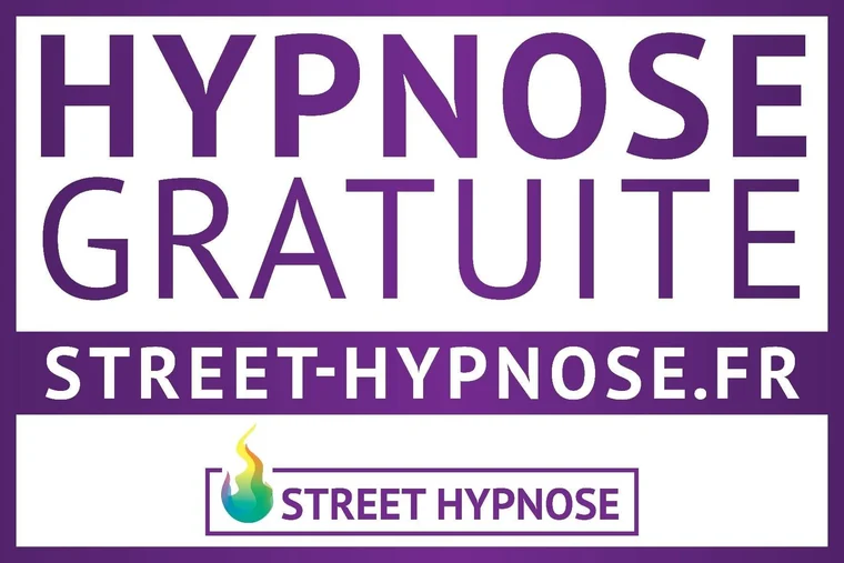 La pancarte Street Hypnose — séance d’hypnose gratuite
